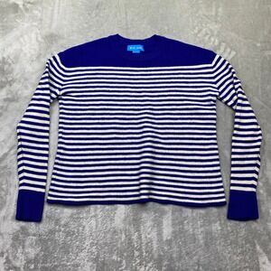 MIH Jeans Blue White Stripe Merino Wool Crew Neck Sweater Made in Portugal Sz M